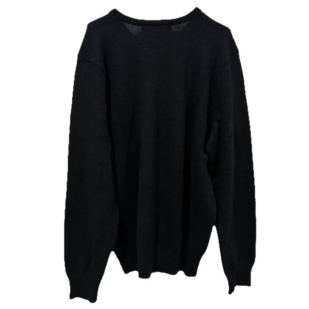 POLO Ralph Lauren Men's‎ Black Sweater Size Large V-Neck 100% Lambs Wool